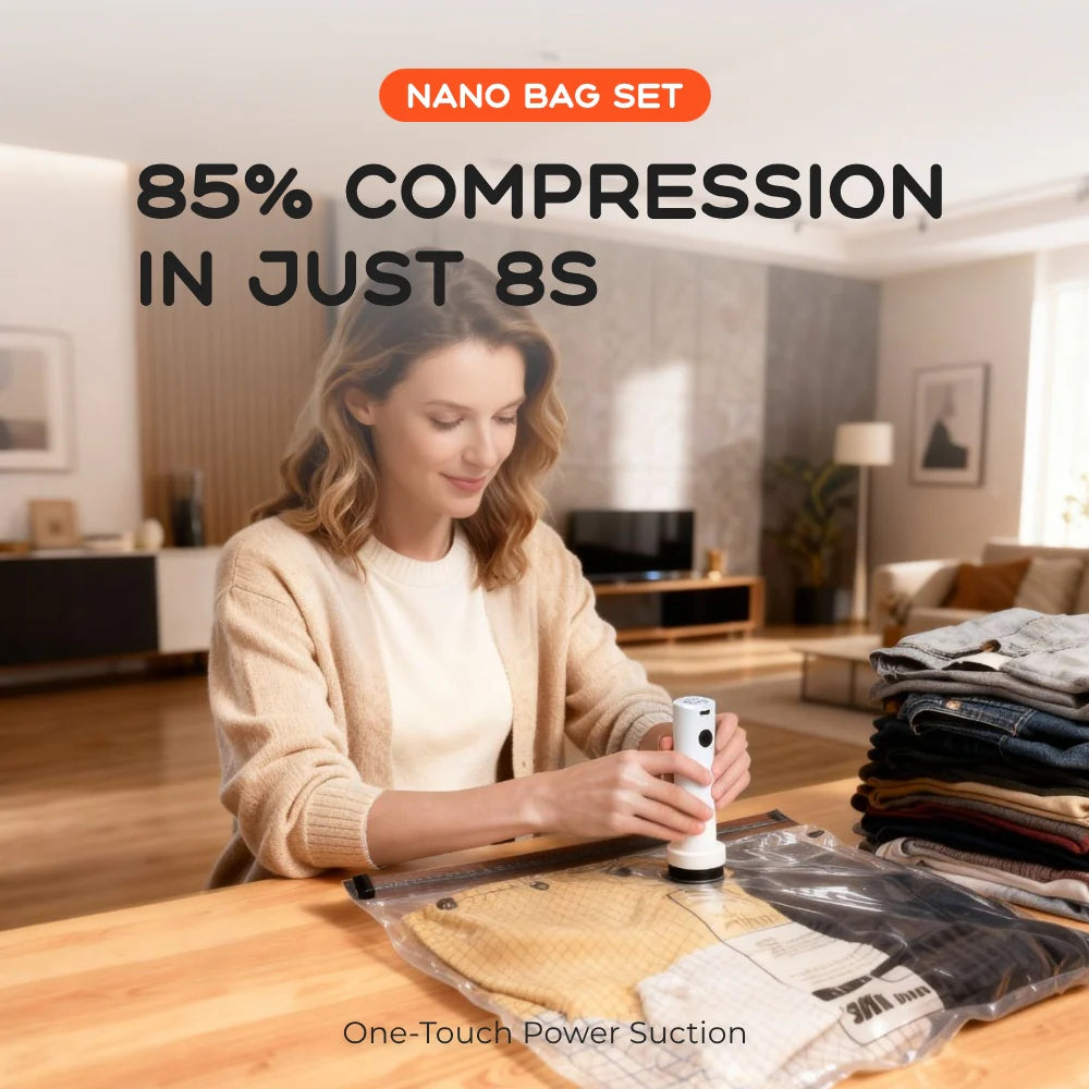 Vollyc Nano Bag Set - 10 pcs Vacuum Bag + 1 Pump