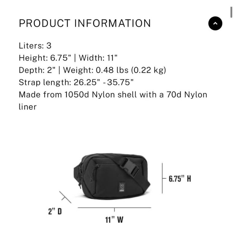 *SG Seller* Chrome Industries Ziptop Waistbag - 3L