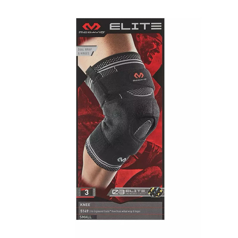 Mcdavid 5149 Level 3 Elite Engineered Elastic Knee Brace w/Dual Wrap & Hinges - Black